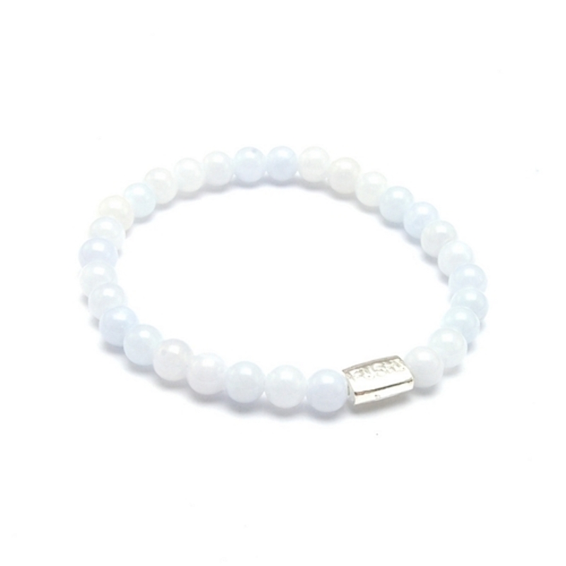 Armband 8mm steenkralen lichtblauw/wit