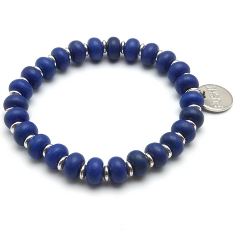 Armband gekleurd turquoise donut met zilver