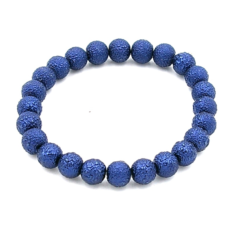 Armband 10mm ijsglasparel donkerblauw