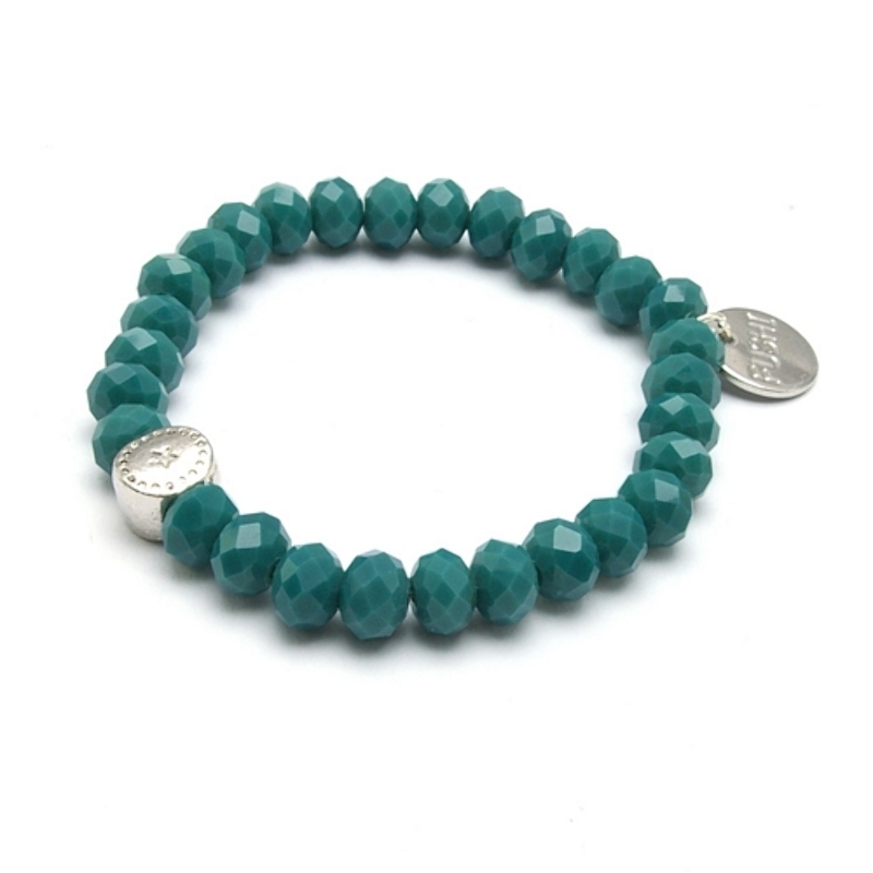 Armband facetkralen 8mm  met vergulde tussenkraal