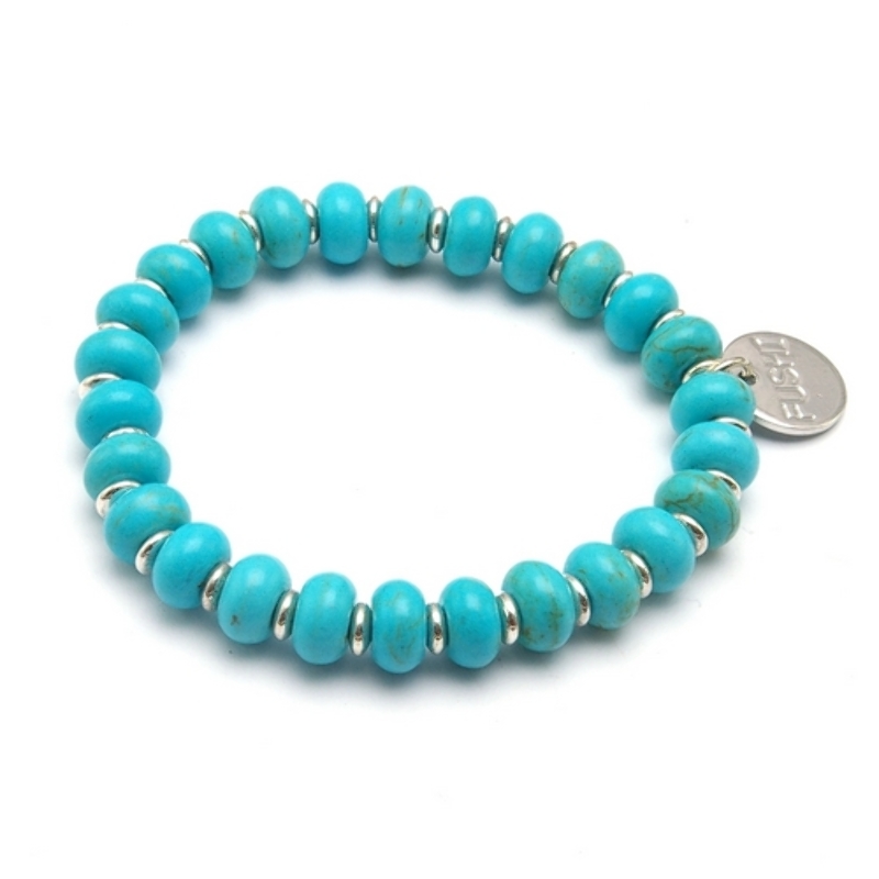 Armband gekleurd turquoise donut met zilver