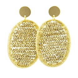 Oorbellen satijndraad met facet ovaal goud