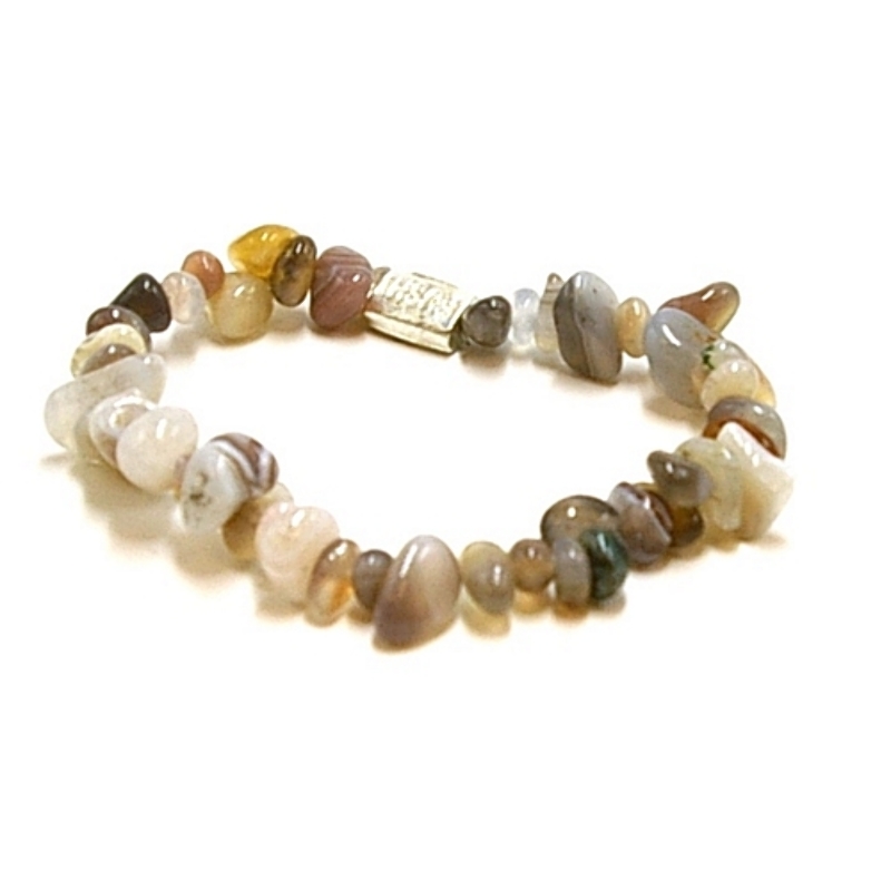 Armband halfedelsteen chips botswana agaat
