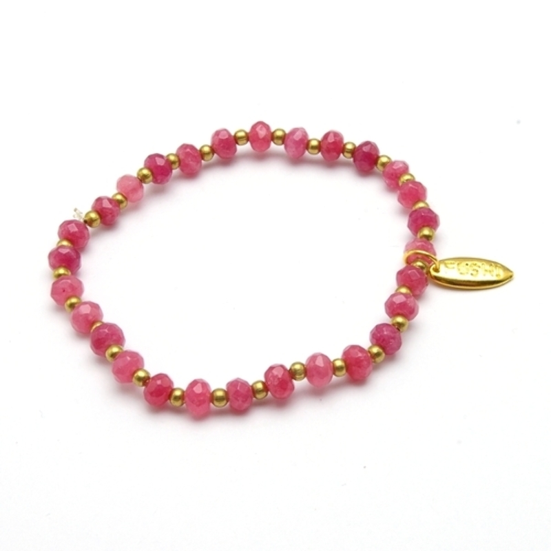 Armband 6x4mm donut facet halfedelsteen met gouden balletjes