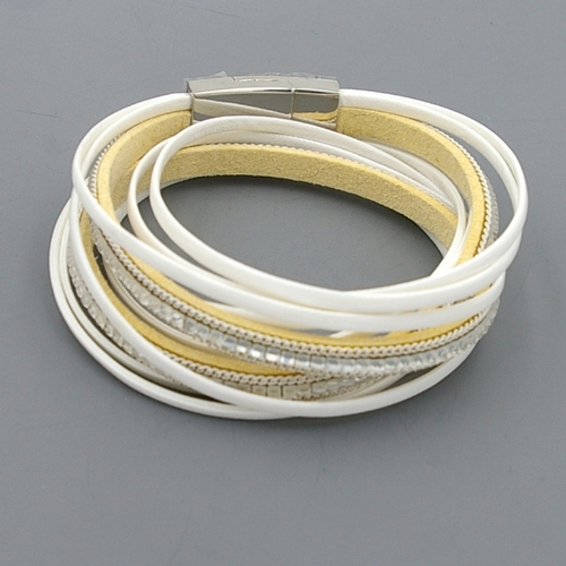 Armband wrap pu leer wit