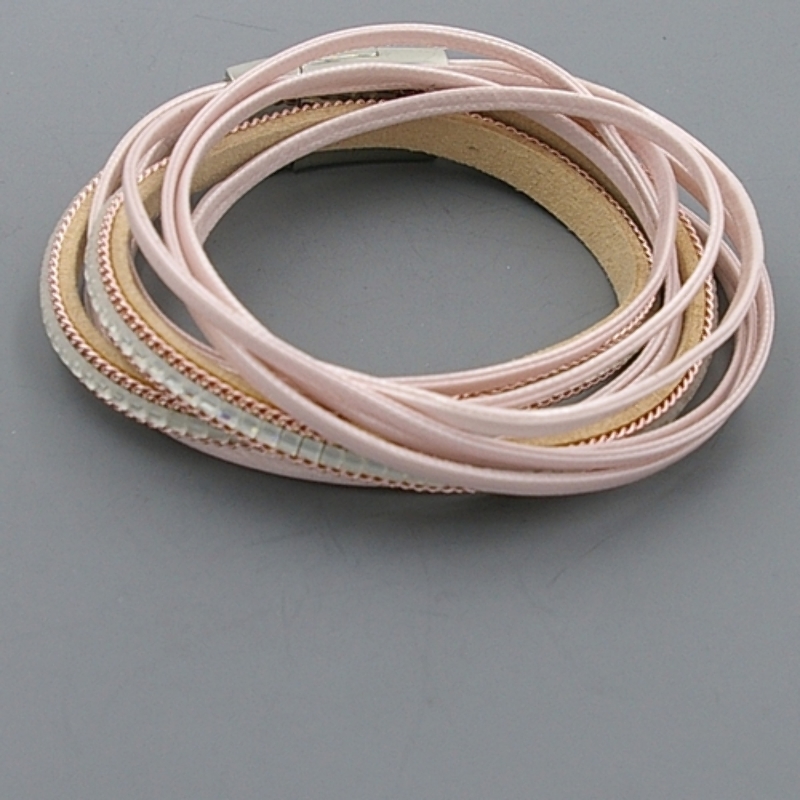 Armband wrap pu leer zachtroze