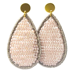 Oorbellen satijndraad met facet druppel lila