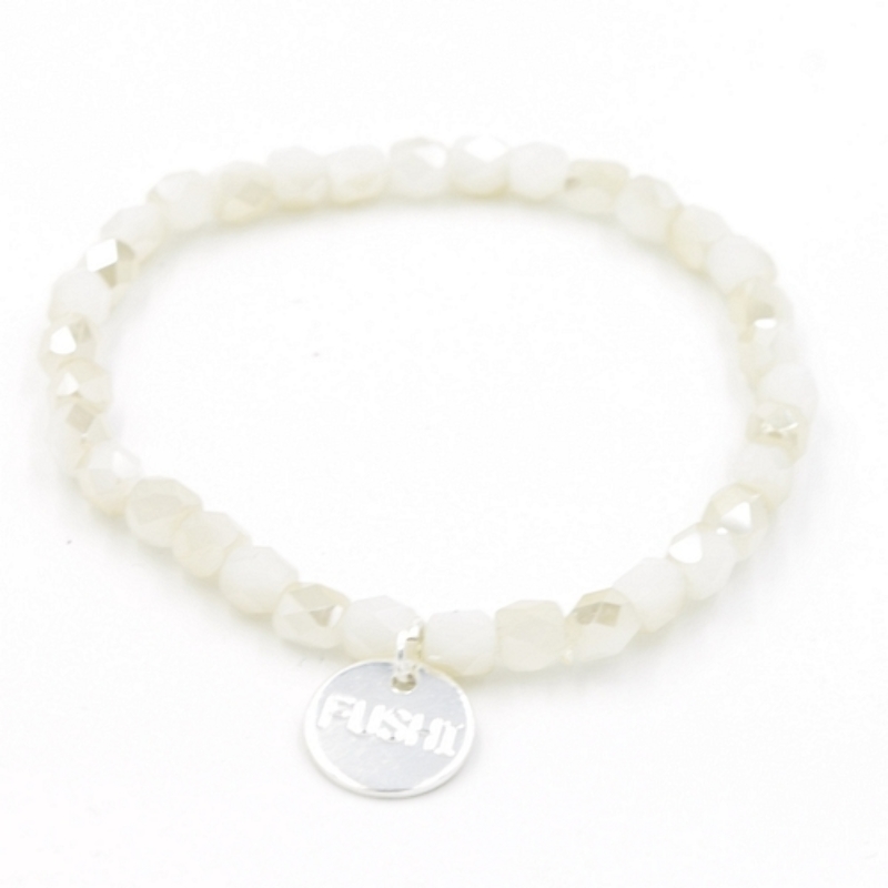 Armband facet hoekig wit met gouden AB glans