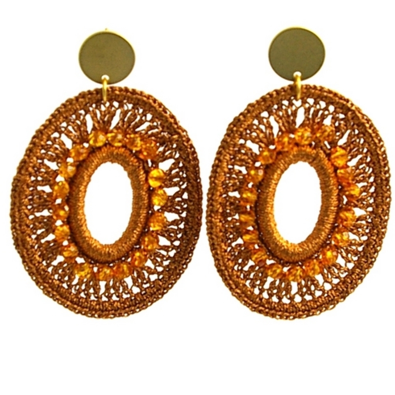 Oorbellen satijndraad ovaal open brick