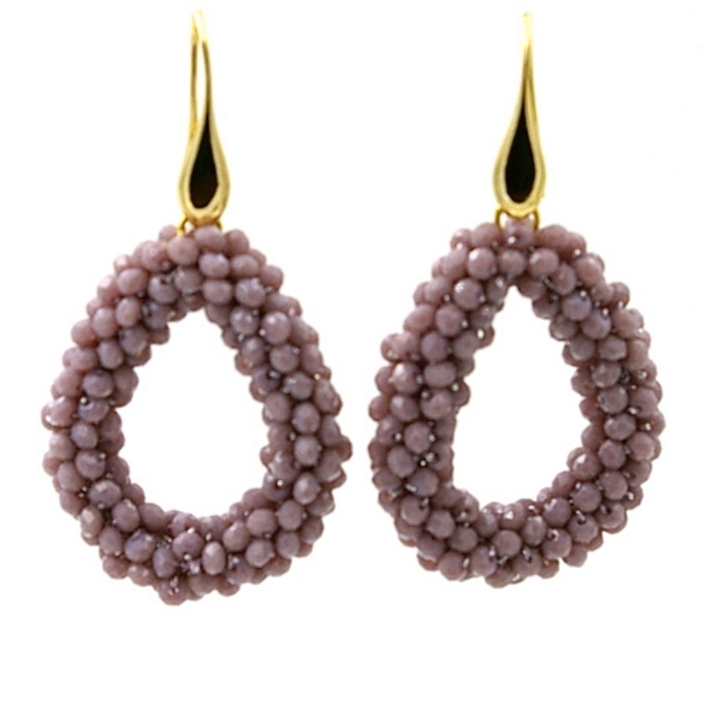 Oorbellen Candy lila facet met gouden haakjes