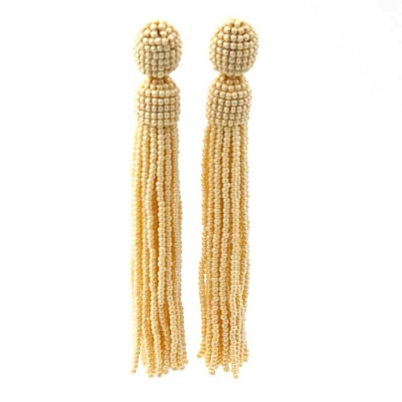 Oorbellen kwast 3mm rocailles champagne