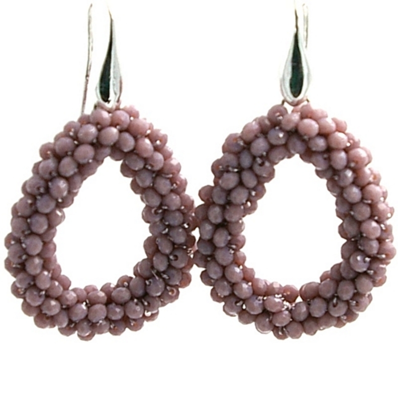 Oorbellen Candy klein lila facet met zilveren haakjes