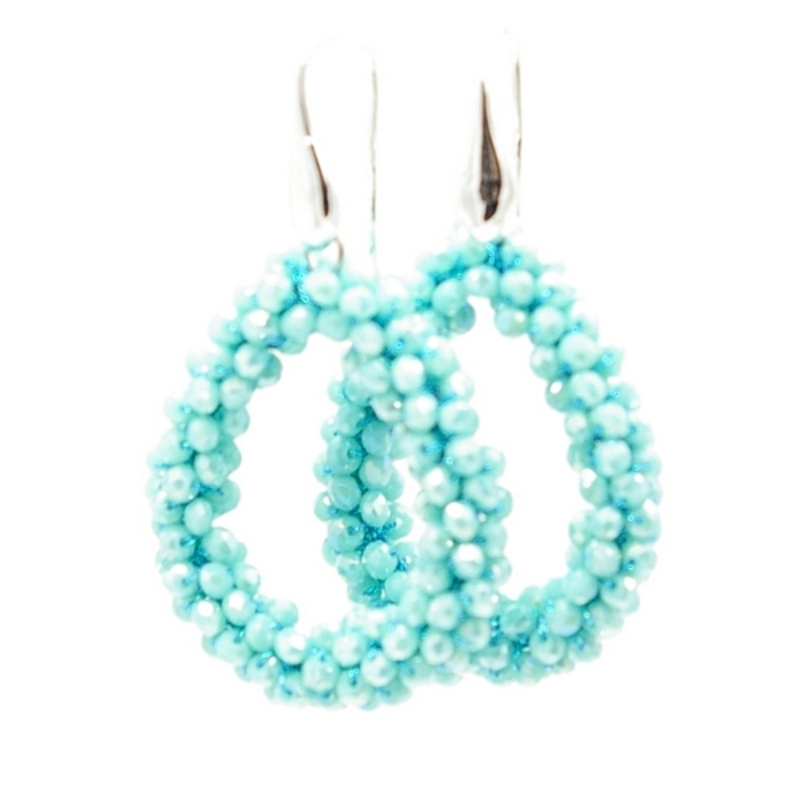 Oorbellen Candy klein zeegroen facet met zilveren haakjes