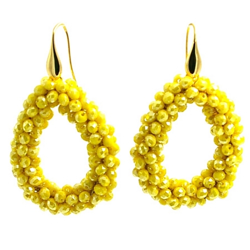 Oorbellen Candy klein geel facet met gouden haakjes