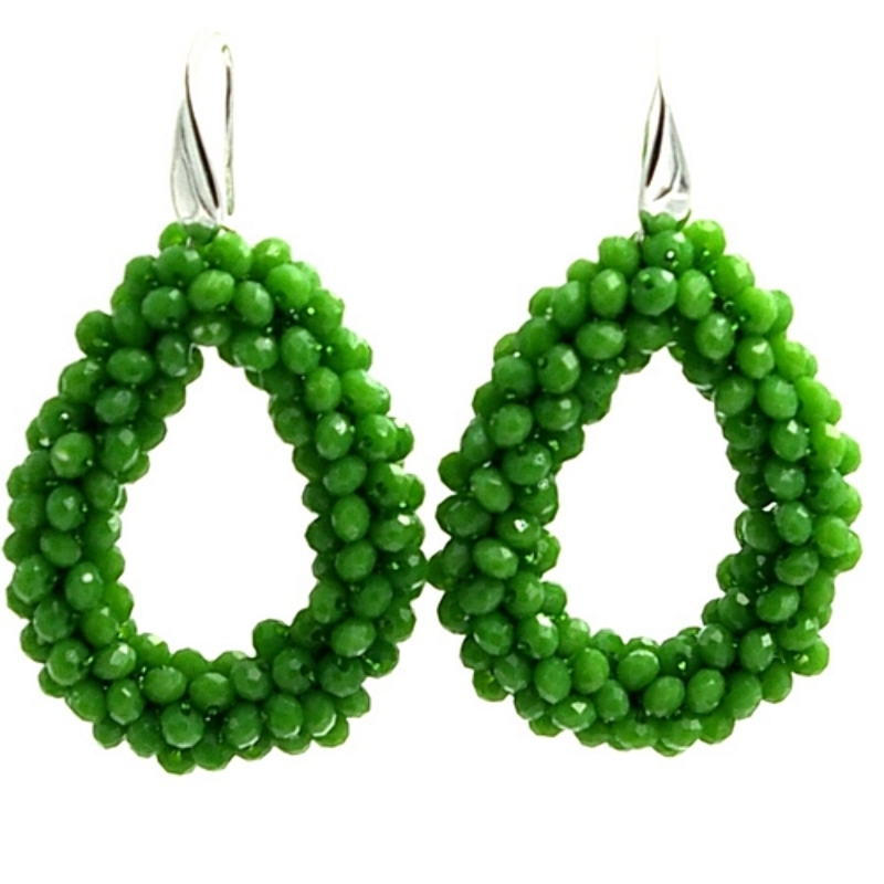 Oorbellen Candy appelgroen facet met zilveren haakjes