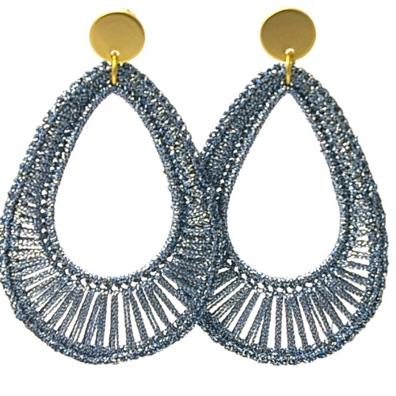 Oorbellen satijndraad druppel plain iceblue