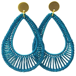 Oorbellen satijndraad druppel plain turquoise