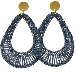 Oorbellen satijndraad druppel plain donkerblauw