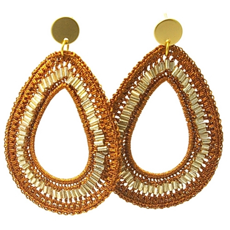 Oorbellen satijndraad druppel brick