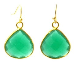 Oorbellen facet geslepen crystal druppel (emerald)