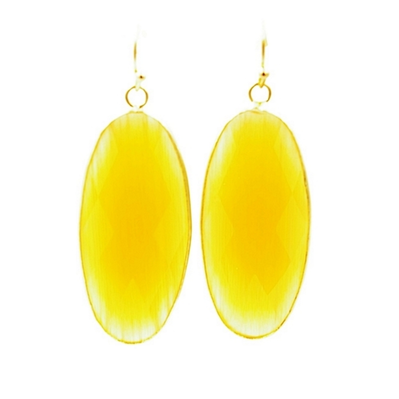 Oorbellen facet geslepen crystal druppel lang (okergeel)