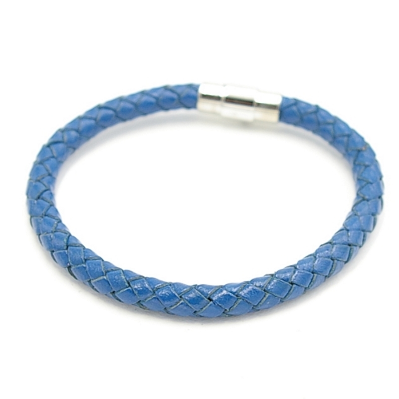 Armband 6mm natuurleer blauw