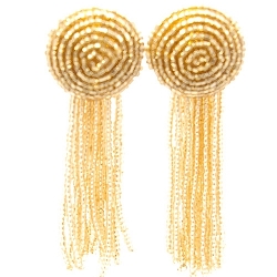 Oorbellen kwast rocailles knop brons