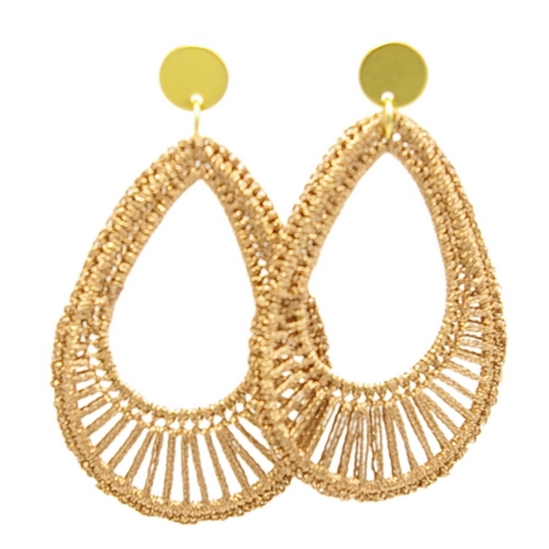 Oorbellen satijndraad druppel plain koper