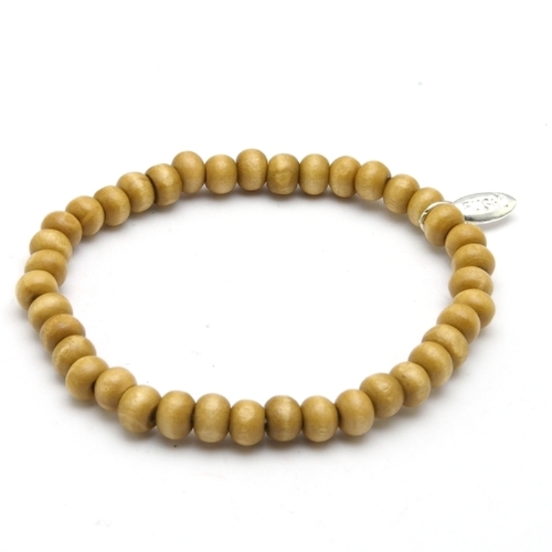 Armband 6mm hout beige