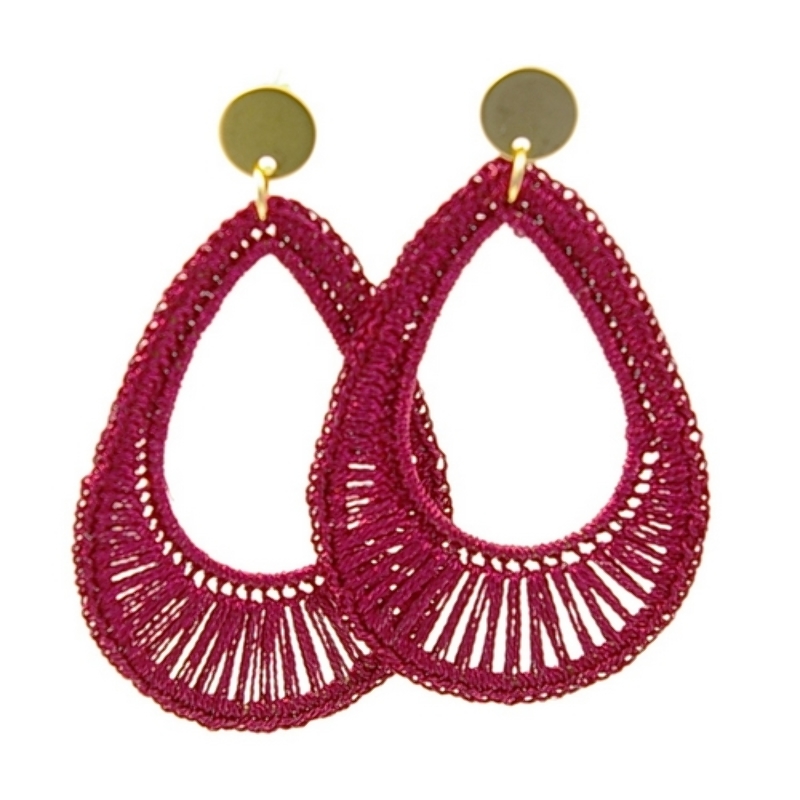 Oorbellen satijndraad druppel plain rood