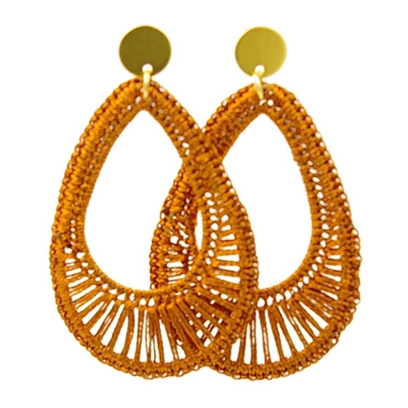 Oorbellen satijndraad druppel plain brique