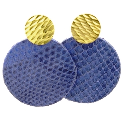 Oorbellen snake leer rond plat lila