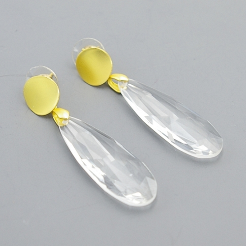 Oorbellen facetgeslepen druppel 13x38mm crystal