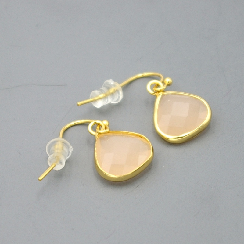 Oorbellen facet geslepen crystal druppel 12x12mm (nude)