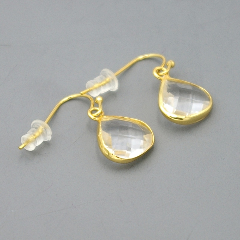 Oorbellen facet geslepen crystal druppel 12x12mm (crystal)