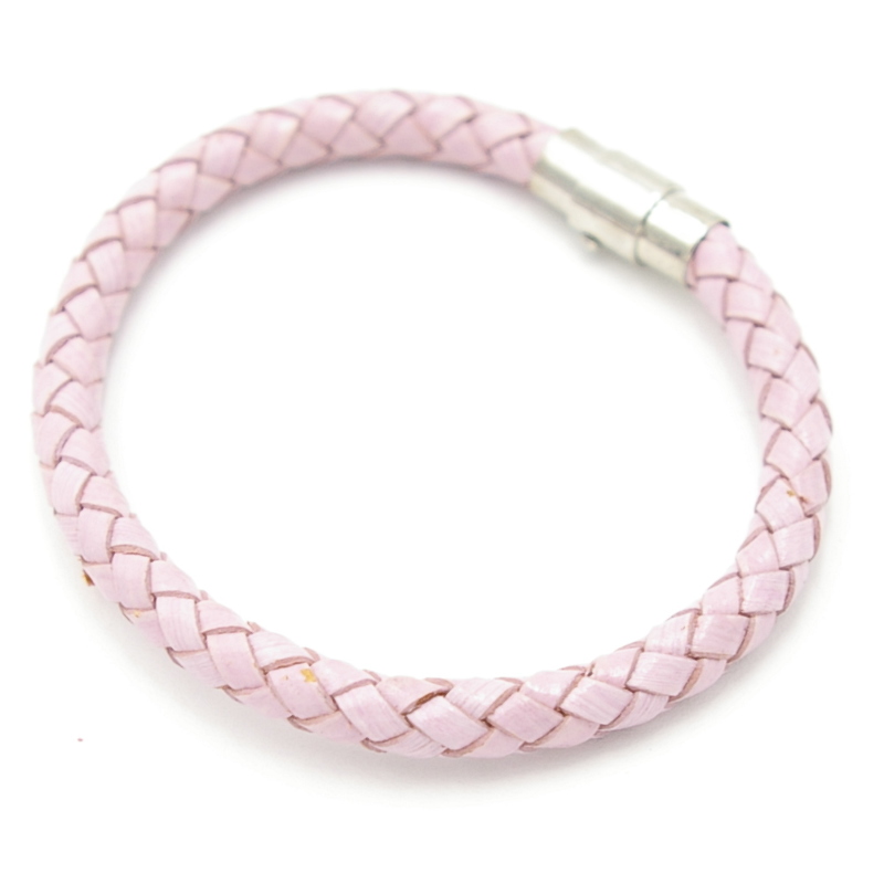 Armband natuurleer 5mm zachtroze