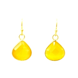 Oorbellen facet geslepen crystal druppel 12x12mm (geel)