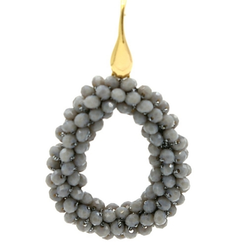 Oorbellen Candy grijs facet met gouden haakjes