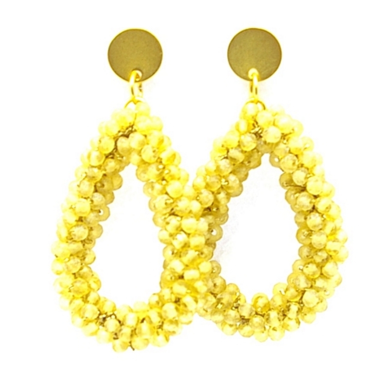 Oorbellen Candy klein amber met gouden stekers