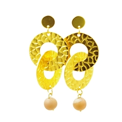 Oorbellen metaal twee ringen in elkaar met zand drust