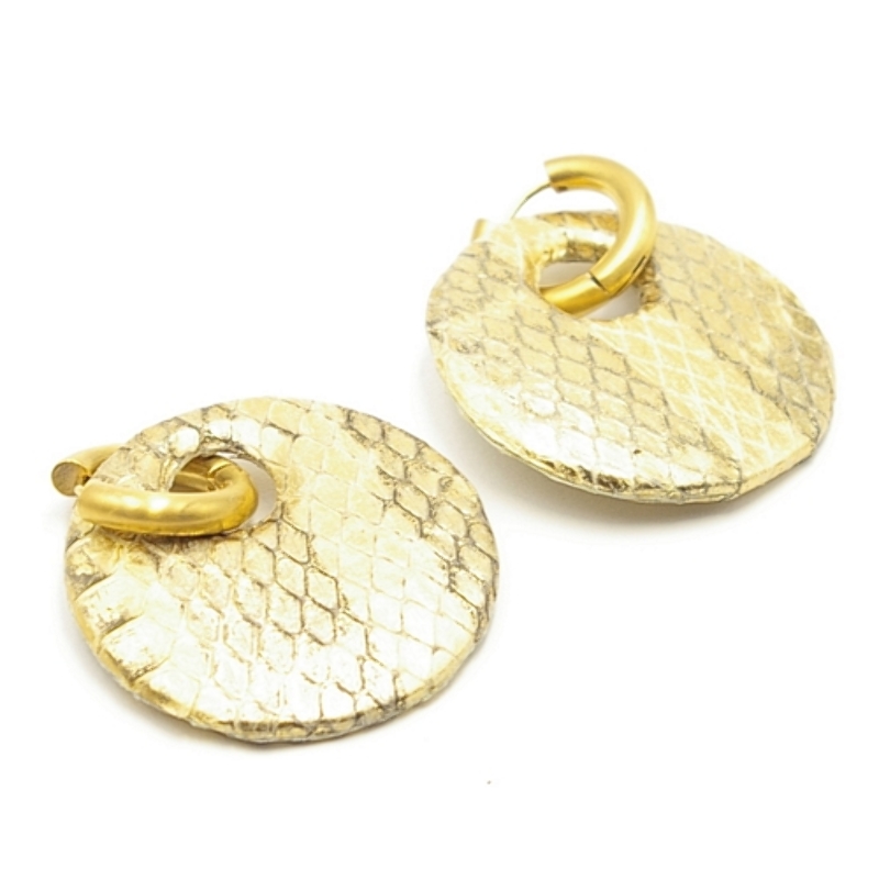 Oorbellen snakeleer rond goud met creolen