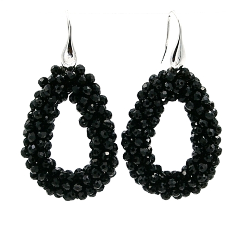 Oorbellen Candy donkerblauw facet met zilveren haakjes