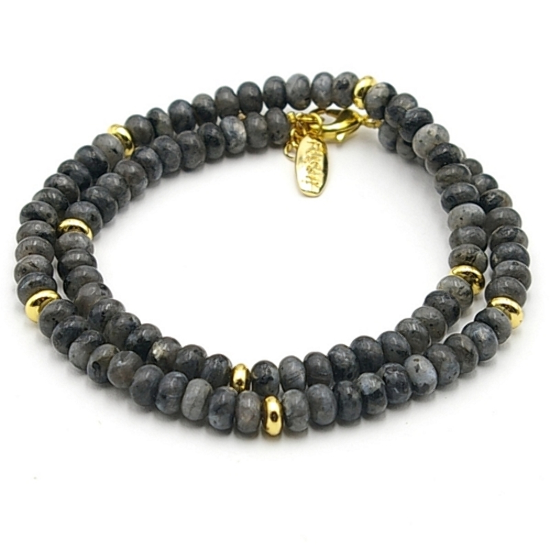 Ketting kort halfedelsteen black water jaspis
