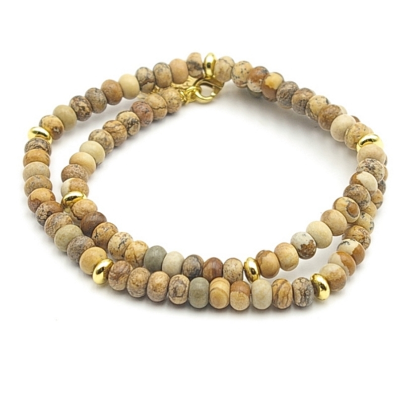 Ketting kort halfedelsteen picture jaspis