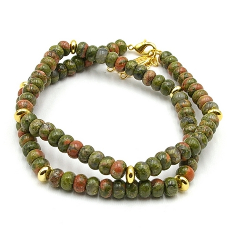 Ketting kort halfedelsteen unakite
