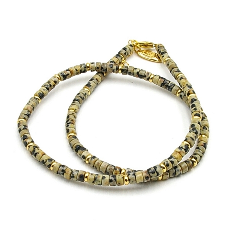 Ketting kort halfedelsteen dalmatier jaspis