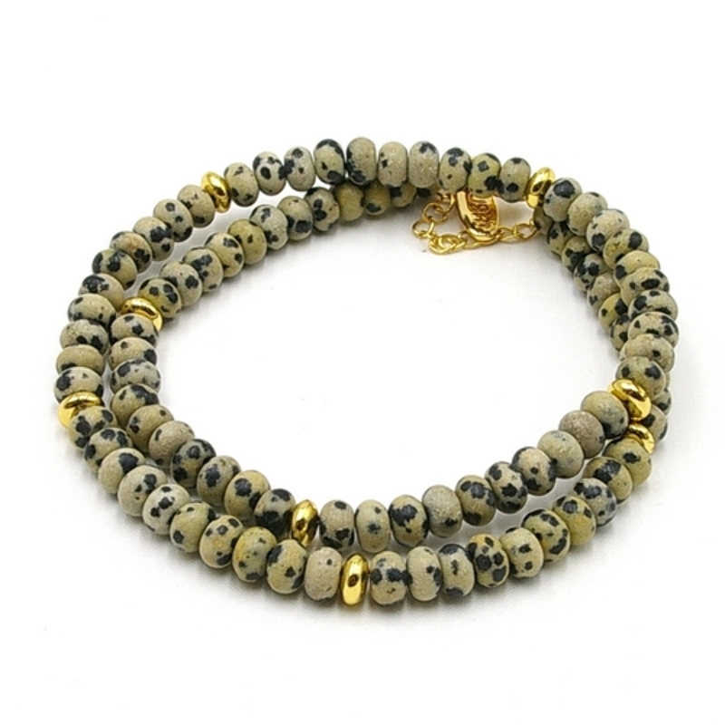 Ketting kort halfedelsteen dalmatier jaspis