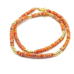 Ketting kort halfedelsteen orange imperial jasper