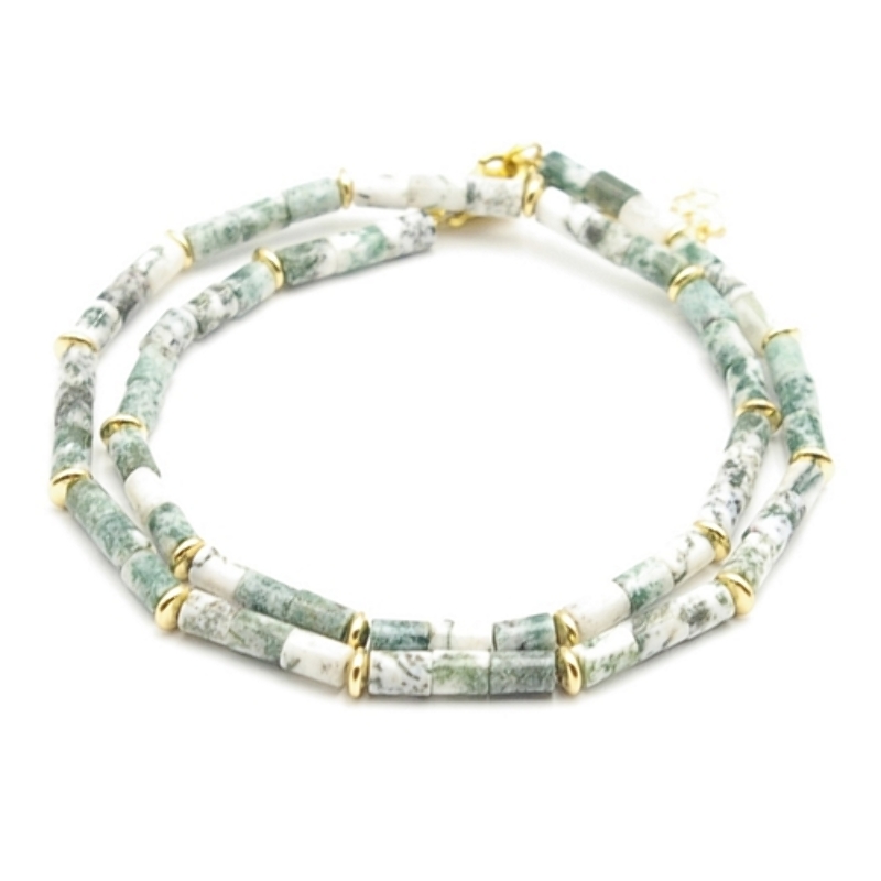 Ketting kort halfedelsteen tree agate