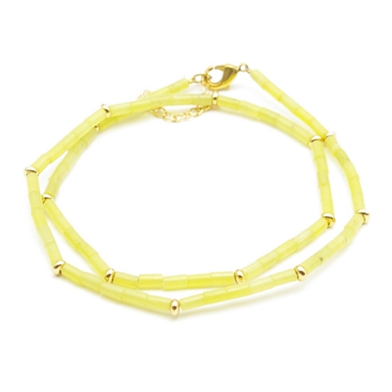 Ketting kort halfedelsteen lemon jade